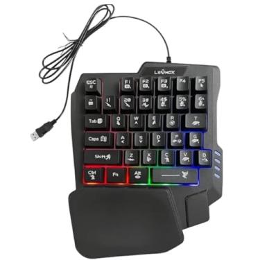 Imagem de Teclado Gamer Mecânico RGB Uma Mão Portátil Ergonômico Anti-Ghosting USB Plug & Play para Jogos Online Free Fire PUBG Fortnite