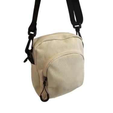 Imagem de Shoulder Bag Transversal em Pano, Bolsa Lisa Unissex, Material em Poliéster, 16x14x5cm, Compartimento Principal e Bolso Externo, Alça Ajustável, Ideal para Dia a Dia