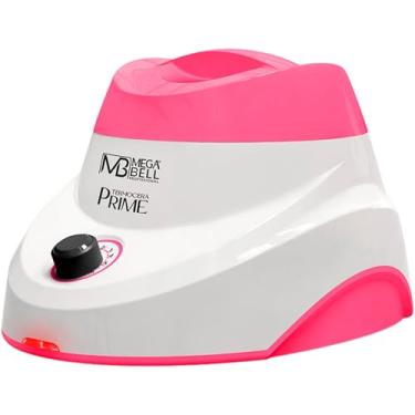 Imagem de Mega Bell, Panela aquecedora de cera para depilação, Termocera Prime, Com refil, Bivolt, 500g, Tampa rosa e base branca