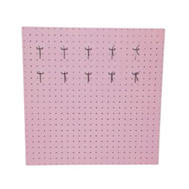 Imagem de Painel Organizador Pegboard Rosa 60x60 cm com 10 Ganchos de 5cm – Organização Criativa para Casa Escritório ou Ateliê