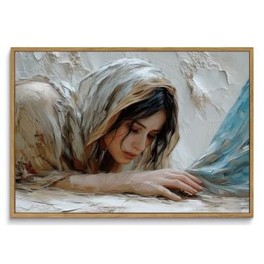 Imagem de ZZTCYSU Arte de parede em tela de Jesus Arte de parede emoldurada cristã menina cristã impressão bíblica moderna fé religiosa arte de Deus para sala de estar quarto igreja 30,5 x 40,6 cm emoldurado