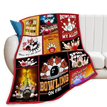 Imagem de Cobertor de boliche para amantes de esportes de boliche, cobertores presentes para meninas, meninos e crianças, pelúcia de lã macia e aconchegante para sofá cama 127 x 101 cm
