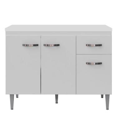 Imagem de Balcão Pia Gabriela 120cm Branco Com Tampo Mdp - Ajl Móveis Branco