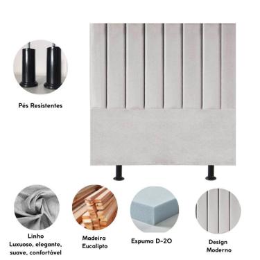 Imagem de Cabeceira Estofada Cama Casal Queen Size160 Cm Taís Linho cinza Claro