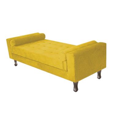 Imagem de Recamier Baú Félix Solteiro 120 Cm Suede - Doce Sonho Móveis Amarelo