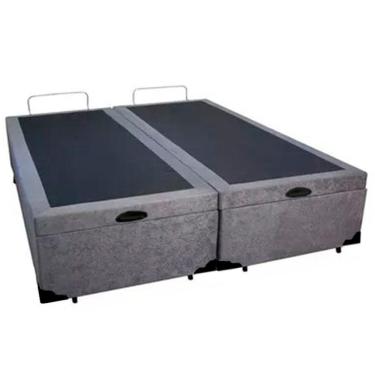 Imagem de Cama Box Baú Casal Bipartido Suede Sereneprime Cinza 138x188x44