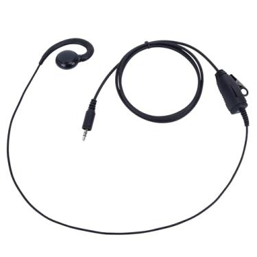 Imagem de SVXSODA Fone de ouvido Walkie-Talkie com microfone compatível com Kenwood KHS-34 ProTalk lt PKT-23, peça de orelha giratória com anel em C e interruptor PTT em linha, plugue único de 3,5 mm, fone de