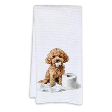Imagem de Cabana Bro Toalhas de mão engraçadas para banheiro Poodle, presentes de cachorro fofo para mulheres amantes de cães, toalhas de mão decorativas para decoração de banheiro, toalhas de prato engraçadas