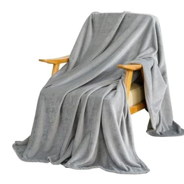 Imagem de O cobertor de lã é adequado para sofá ou cama, macio e fofo, cobertor de flanela luxuoso, em todas as quatro estações. (Cinza, manta (127 cm x 152 cm))