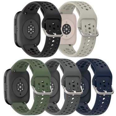 Imagem de ZOCOVIN Pacote com 5 pulseiras de silicone para Amazfit Bip 6/Bip 5, pulseira de substituição macia esportiva respirável para Amazfit GTR 4/3 Pro/3/2/2e/47 mm masculina e feminina