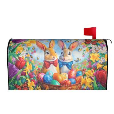 Imagem de Taekifiyy Capas magnéticas para caixa de correio Coelhinho da Páscoa 53 x 45 cm para decoração de jardim ao ar livre