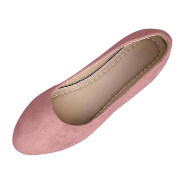Imagem de Mocassins femininos com sola macia, cor sólida, versátil, boca rasa, respirável para uso casual, rosa, 35