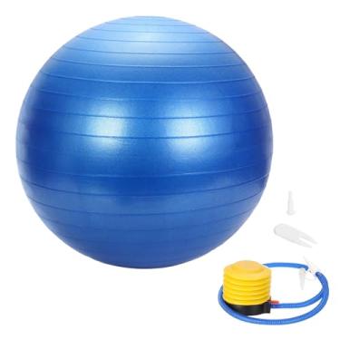 Imagem de YELARXI Bola de ioga, bola de exercício 55 cm e PVC e azul antiderrapante estabilidade Pilates treino de parto extragrosso com bomba – adequado para (treino de ginástica de equilíbrio)
