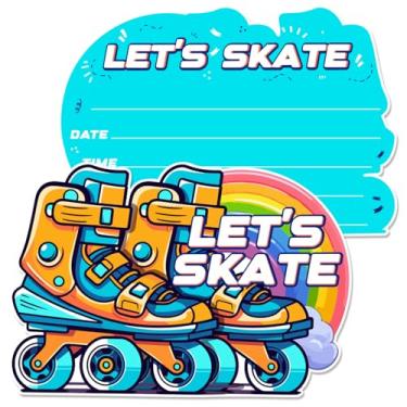 Imagem de MQCLYSG Conjunto de 20 convites de festa de skate com envelopes de aniversário menino menina convites de festa cartões dupla face