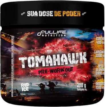 Imagem de Fullife Nutrition, Pré-treino complementado com Beta-alanina, L-Arginina, Inositol e Cafeína, Tomahawk, Sabor Red Ice, Pote, 380 gramas • 25 Doses