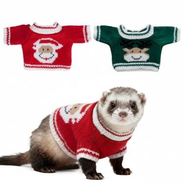 Imagem de choyaxo 2 peças de roupas de porquinho da índia fantasia de hamster suéter de porquinho da índia roupas de furão roupa de animal pequeno