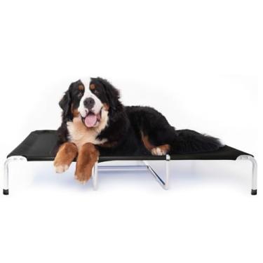 Imagem de Cama Suspensa Elevada Pet para Cachorro Leve Resistente Aluminio 120x90cm Tamanho XL Suporta Até 90kg - Dogets (Preto)