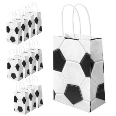 Imagem de Fukaisu 12 peças de lembrancinhas de festa de futebol 3D, sacolas de presente com tema de futebol com alças para crianças, adultos, aniversário, futebol, esportes, lembrancinhas de festa e suprimentos