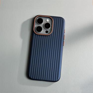 Imagem de Capa de luxo ondulada fosca à prova de choque para iPhone 16 15 14 13 12 Pro Max Plus, com revestimento luxuoso em ondas, borda antiderrapante e capa rígida de policarbonato, azul, para iPhone 15 Pl
