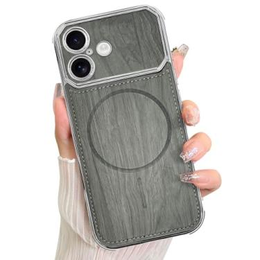 Imagem de LSL Capa para iPhone 17 [compatível com MagSafe] Design de impressão de padrão de madeira com revestimento de TPU macio, lente de câmera completa, antiqueda, antiarranhões, à prova de choque, capa