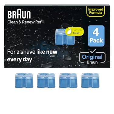 Imagem de Braun Cartuchos de recarga Clean & Renew CCR, limpa seu barbeador para uma higiene ideal, remove partículas residuais de cabelo e pele, aroma de limão, 674 ml (pacote com 4)