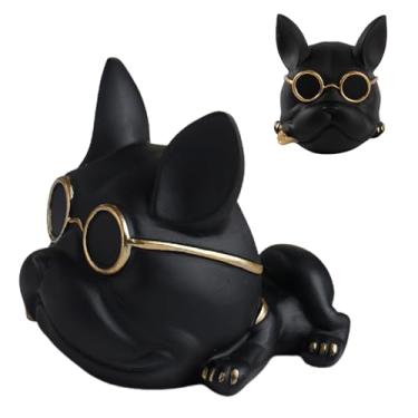 Imagem de Suporte de Telefone com Óculos Sol Bulldog Francês em Resina Ornamento Mesa Acessório Moderno e Estiloso para Assistir Conteúdos sem Mãos Decorativo P