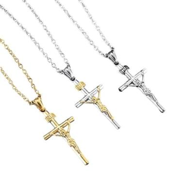 Imagem de MTHUNASHT Novo colar de cruz cristã inri Jesus 2025 de aço inoxidável crucifixo colar para joias religiosas masculinas, acessórios de moda, presente criativo