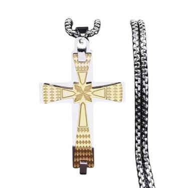 Imagem de TIRROMAJA Colar de cruz católica 2025 para mulheres/homens, cor prata, aço inoxidável, religião, pingente, colares Jesus Jewelry Corrente masculina decoração joia comemorativa moderna melhor para