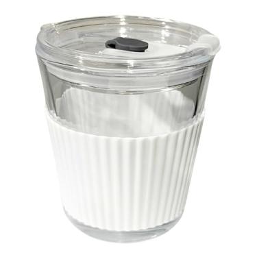 Imagem de Copo de Vidro com Cinta em Silicone e Tampa 350ml