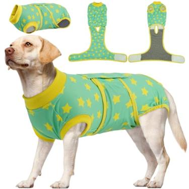 Imagem de Kuoser Terno de recuperação de cães fêmeas machos, body pós-cirurgia para esterilização, macacão para cães após cirurgia, roupa de recuperação cirúrgica para animais de estimação antilambida