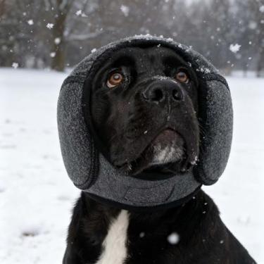 Imagem de Moletom com capuz calmante e sem agitação para cães – alívio da ansiedade, orelhas silenciosas para cães, protetor elástico à prova d'água para cuidados pessoais, secagem forçada, banho (cinza, grande