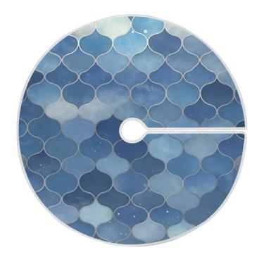 Imagem de Blueangle Saia de árvore de Natal com escamas de sereia azul de 120 cm - poliéster macio e resistente a rugas, decoração de férias para festas de Natal, árvore festiva e decoração de casa (569)