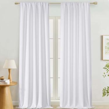 Imagem de Lecloud Cortinas brancas puras de 300 cm de comprimento, 2 peças, cortinas de quarto com filtro de luz para sala de estar, sala de jantar, cortinas modernas com isolamento térmico para janelas, cada