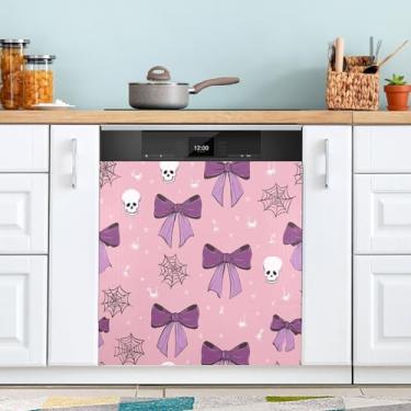 Imagem de ATTX Capa de ímã de lava-louças de caveira de arcos de Halloween, 58 cm C x 66 cm A decoração da capa da máquina de lavar louça, decalques de armário doméstico adesivos de eletrodomésticos #170