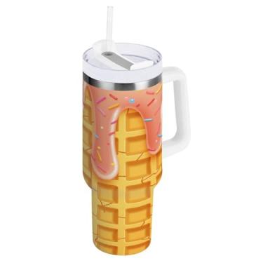 Imagem de Blueangle Copo isolado de 850 g com alça e tampa de canudo - Caneca de viagem de aço inoxidável à prova de vazamento, garrafa de água de sorvete rosa a vácuo de parede dupla (645)