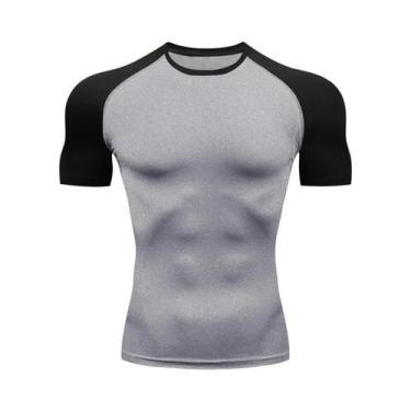 Imagem de Camisetas De Compressão Masculinas De Verão Manga Curta Para Academia,