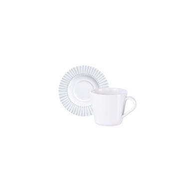 Imagem de Conjunto Xícara E Pires De Chá Tramontina Monocroma Em Porcelana Decorada 185 Ml 2 Peças