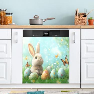 Imagem de ATTX Capa de ímã de lava-louças de coelhinho fofo da Páscoa, 58,4 cm C x 66 cm A, decoração da capa da máquina de lavar louça, decalques de armário doméstico e eletrodomésticos adesivos #30