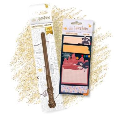 Imagem de Caneta Varinha Harry Potter + Bloco de notas Adesivas (Marrom)
