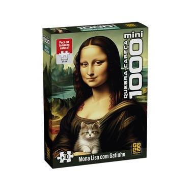Imagem de Mini Quebra-cabeça 1000 peças Mona Lisa com Gatinho