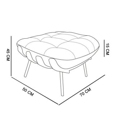 Imagem de Kit 02 Puffs Costela Suede Base Metálica Preto Marrom Rato