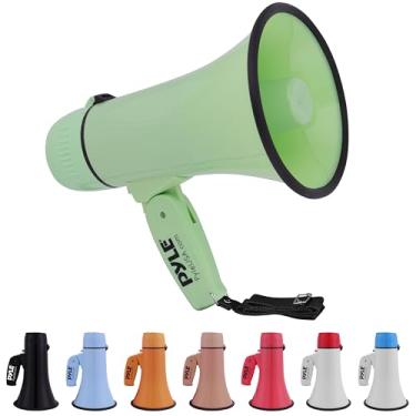 Imagem de Pyle Megafone Bullhorn de 20 W - portátil, sirene automática e volume ajustável, alcance de projeção de até 400 jardas quadradas, entrada auxiliar, talk, sirene, música, apito e gravação, alça de