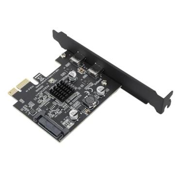 Imagem de Pissente Placa de Expansão USB 3.2 PCI Express, Placa PCIe Dupla Tipo C de Alta Velocidade de 10 Gbps Com Interface de Alimentação SATA 15PIN, para Desktop de PC 10 11 Linux