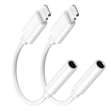 Imagem de [Certificado Apple MFi] Adaptador Lightning para conector de fone de ouvido de 3,5 mm, pacote com 2 adaptadores de dongle de áudio AUX para iPhone 14 13 12 11 Pro Max XS XR X 8, suporta todos os