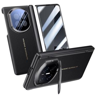 Imagem de FWYANZH Capa de couro para Huawei Mate X7, protetor de tela integrado, suporte protetor de lente de câmera, dobradiça fina à prova de choque com tudo incluído, preto, Mate X7