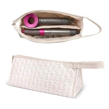 Imagem de idoltimes Bolsa de viagem acolchoada para ferramentas de cabelo, compatível com Dyson Airwrap Styler, estojo organizador floral de algodão portátil para armazenamento de acessórios Shark FlexStyle