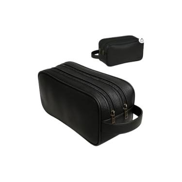 Imagem de Necessaire Masculina Grande, Azul, Nylon, 25cm x 15cm, Com Bolsos Interiores e Zíper, Resistente à Chuva