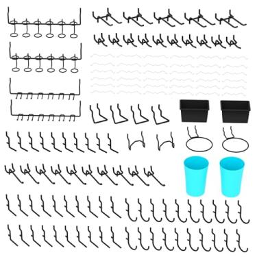 Imagem de HUZJIEHUI Conjunto de ganchos extragrossos de 157 peças, organizador de acessórios de quadro de metal com caixas de armazenamento e travas de estacas, serve apenas para quadro de pegboard de 1/10.2 cm