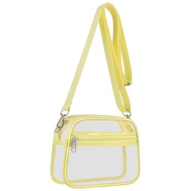 Imagem de USPECLARE Bolsa transparente para eventos em estádios, bolsas transparentes para fãs de esportes, bolsa transversal transparente para shows e festivais, Gema amarela, Small