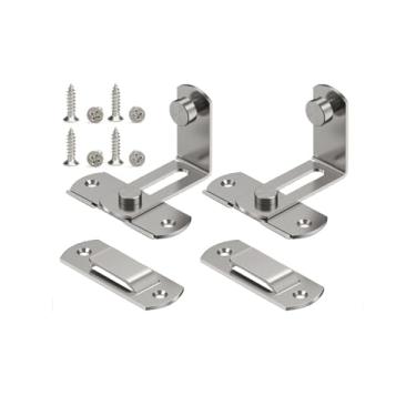 Imagem de Fechadura de porta, trava deslizante de aço inoxidável 90°, pacote com 2 ferrolho de cadeado de ângulo reto para portas, armários, portões, guarda-roupas, gaiolas para animais de estimação, galpões e